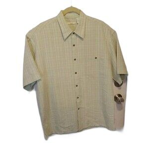 👔 Moda Campia Moda Men’s L Button Front Shirt – Mint Green Plaid – Short Sleeve